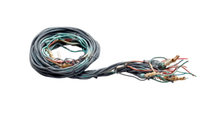 Electrical wires, tangle, isolated on white background.
