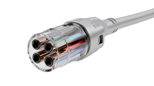 High-quality image of a modern electrical connector on a white isolated background.