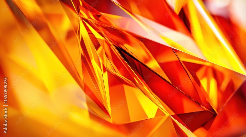 Poster abstract amber geometry: intersecting planes of light and color
