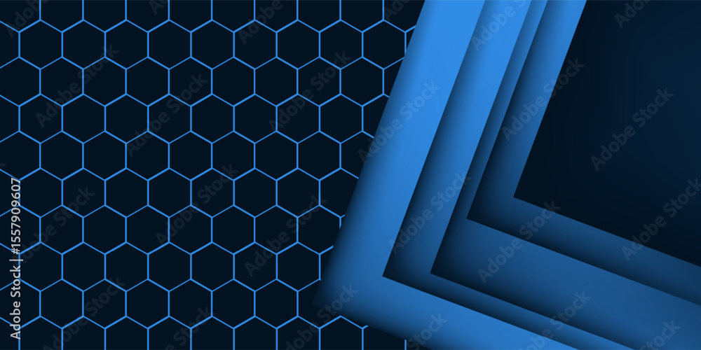 Fototapete blue triangle vector background with overlap paper layer gradient color with space for text and mess