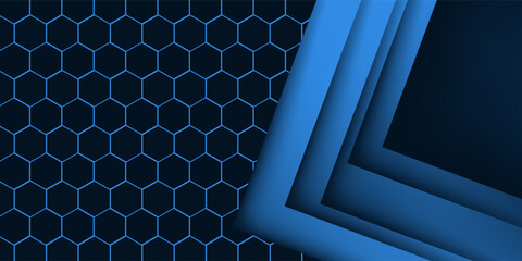 Blue triangle vector background with overlap paper layer gradient color with space for text and message artwork design
