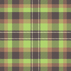 Manufacturing seamless tartan pattern, knot fabric vector plaid. Model texture check textile background in green and orange colors.