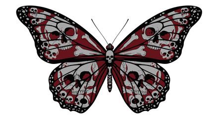 Skull and bones butterfly wings vector design for halloween goth themed graphic designs and tattoo art projects father's day