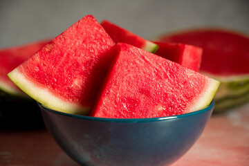 Slices of fresh watermelon in a bowl