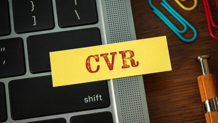There is sticky note with the word CVR. It is an abbreviation for Conversion Rate as eye-catching...