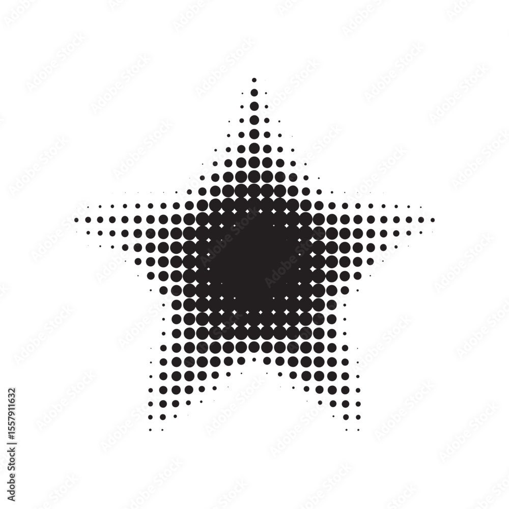 Poster halftone star burst pattern black and white design creates an abstract look with decreasing circle s