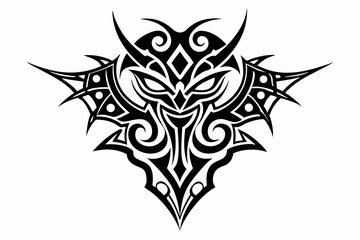 Stylized black tribal tattoo design featuring sharp curves, pointed edges, and an abstract flame-like form. 
