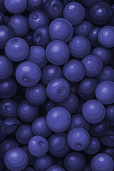 Modern raster background featuring blue berries in a clean, cartoonish style. Ideal for packaging, posters, fabric prints, wallpapers, and digital media.