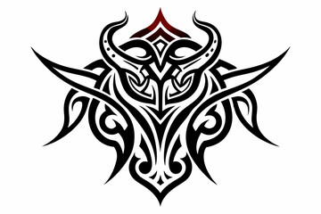 Stylized black tribal tattoo design featuring sharp curves, pointed edges, and an abstract flame-like form. 