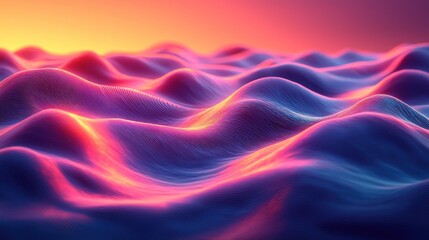 Fototapeta premium Abstract wavy landscape illuminated by warm light