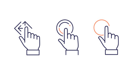 Fototapeta premium Hand Gesture Icons Tap, Swipe, Rotate - User Interface Design Elements