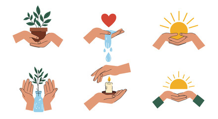 Caring Hands Illustrations of Nurturing, Growth, and Hope