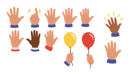 Collection of Diverse Hands and Gestures Illustrations for Design Projects