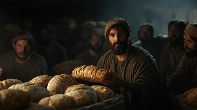 Several men baking in a stone oven.