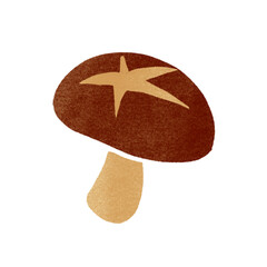 スタンプ風のしいたけのイラスト