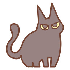 Cute Black Cat Illustration with Angry Eyes