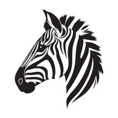 Zebra Head Silhouette Vector – Wild Animal Profile in Black and White