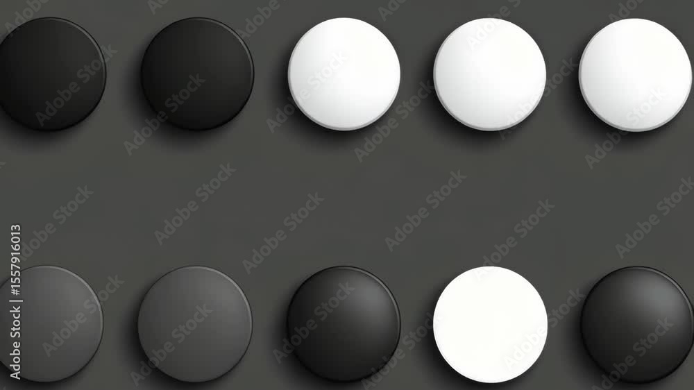 Poster ten rounded circles arranged in two rows with black, white and gray colors, offering a visually appe