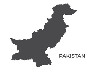 Pakistan silhouette map. Isolated vector template image of asian country in simple style