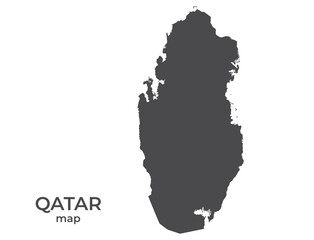 Qatar silhouette map. Isolated vector template image of asian country in simple style