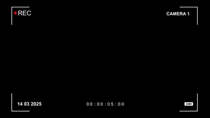 Camera screen recording on black background displaying information about battery status, playback, timer status.4k video - Powered by Adobe