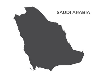 Saudi Arabia silhouette map. Isolated vector template image of asian country in simple style