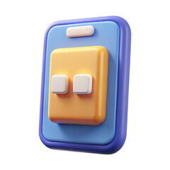 Stylized 3d smartphone icon with rounded buttons isolated on transparent background