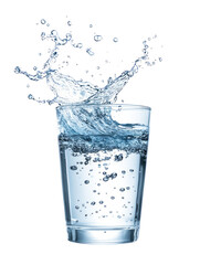 Water Splash - Pure water in a clean glass with a dynamic splash on transparent background

