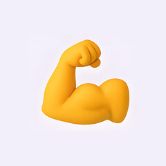 3D Flexing Arm Icon &ndash; Strong Muscle Symbol in Clay Style