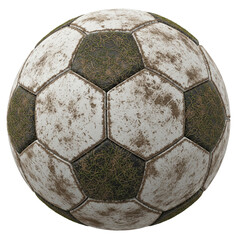 Dirty soccer ball isolated on transparent background Generative Ai.