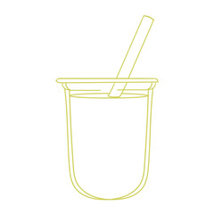 Original illustration of a drink in a plastic cup, hand-drawn and minimalist. Illustration of a cup with a drink for posters, cards, cafe menus, and graphic design.