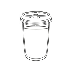 Original illustration of a drink in a plastic cup, hand-drawn and minimalist. Illustration of a cup with a drink for posters, cards, cafe menus, and graphic design.