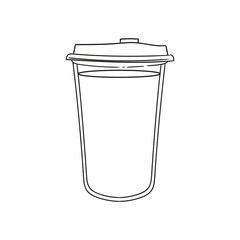 Original illustration of a drink in a plastic cup, hand-drawn and minimalist. Illustration of a cup with a drink for posters, cards, cafe menus, and graphic design.
