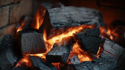Close-Up Campfire Flames: Warmth and Ember Glow