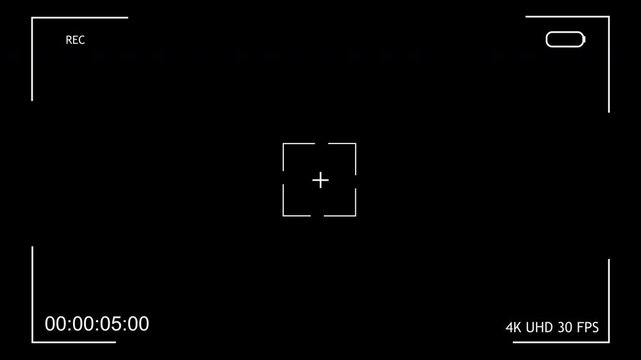 Recording Camera ViewFinder with distortion & Clean versions on black background. Old rec video screen effect