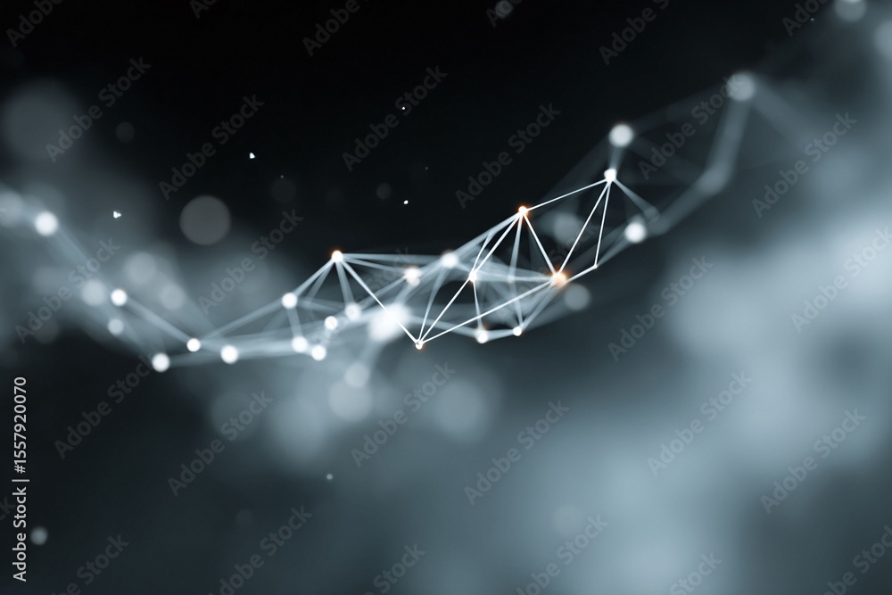 Poster modern abstract background with a network mesh of connected dots and lines. symbolic of connection, 