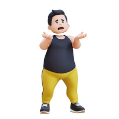 stressed 3D plus size overweight obesse man