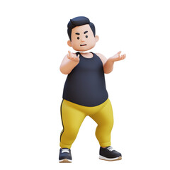 angry 3D plus size overweight obesse man