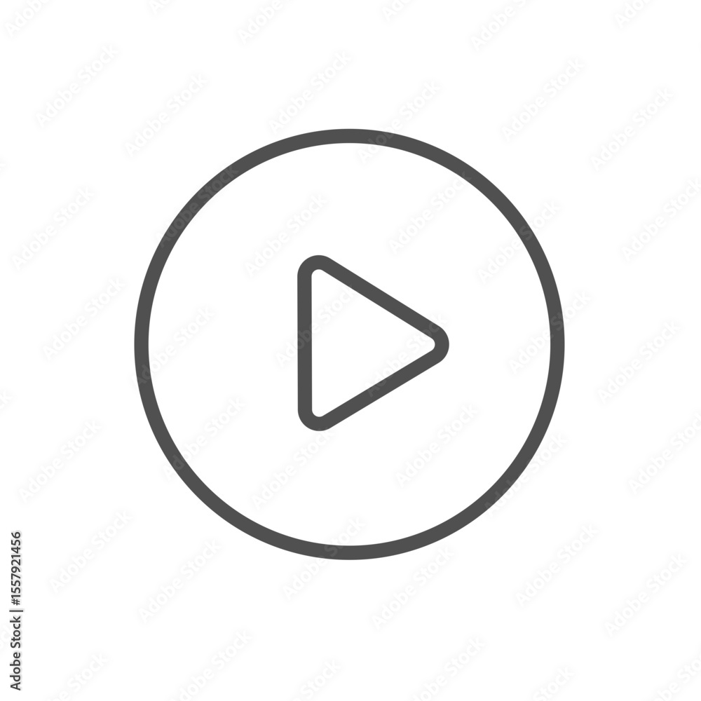 Poster dark gray play button on transparent background line design.. video or music player user interface. 