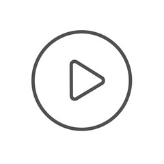 Dark gray play button on transparent background line design.. Video or music player user interface. Vector illustration. Transparent SVG file.