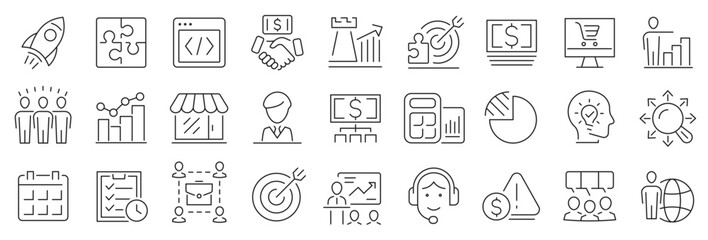 Startup and development icon set.Business icons. Outline icons collection. Vector illustration