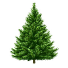Green Christmas tree, full and vibrant isolated on transparent or white background. Generative ai