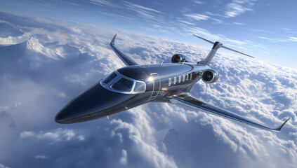 Private Jet in Flight created with Generative AI Technology, ai, generative