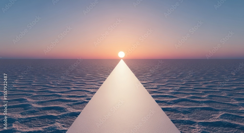 Fototapete digital rendering of a pathway leading to the sun over a textured ocean surface with gradient sky