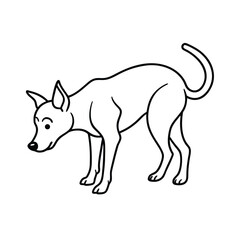 Dog sniffing the ground with alert ears in sketch style Vector illustration
