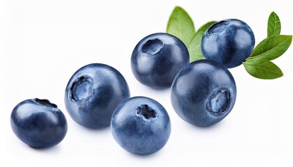 falling blueberries isolated on white background