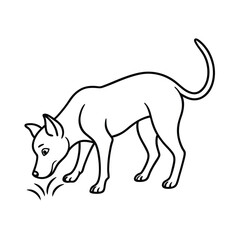 Curious dog exploring ground with attentive posture Vector illustration