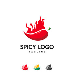 Spicy Pepper logo designs template, Fire Hot Chili logo designs concept