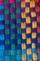 Close up of Cotton Woven Material in Rainbow Colors