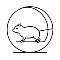 Hamster running quickly on exercise wheel in sketch Vector illustration